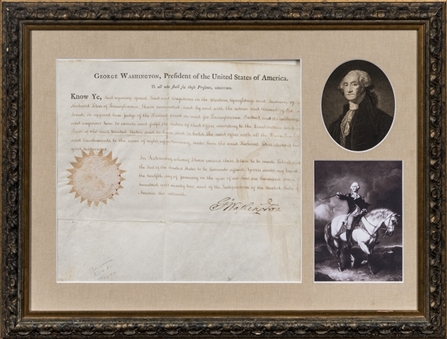 1792 George Washington Signed US District Court Judge Apoointment Framed - (Beckett & JSA)